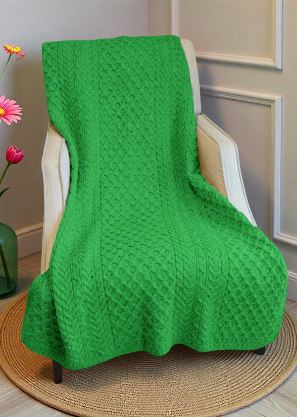 Aran Honeycomb Blanket | Green