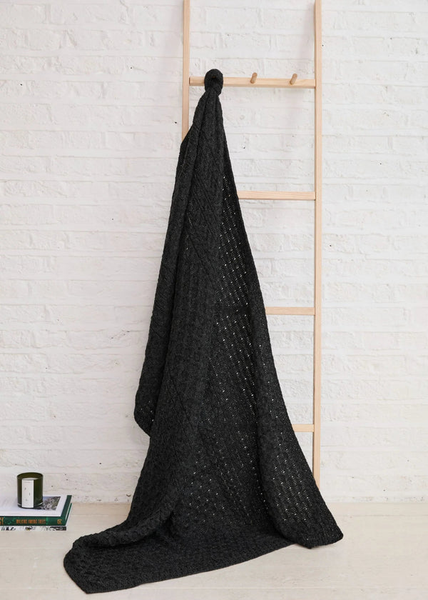 Aran Honeycomb Blanket | Charcoal