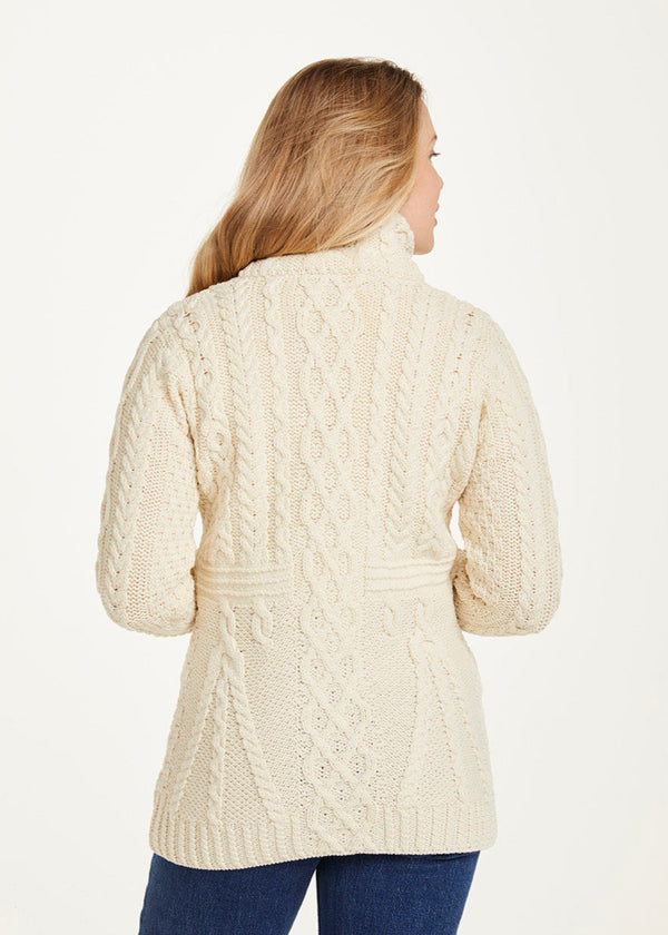 Aran Women's Zipper Cardigan | Natural