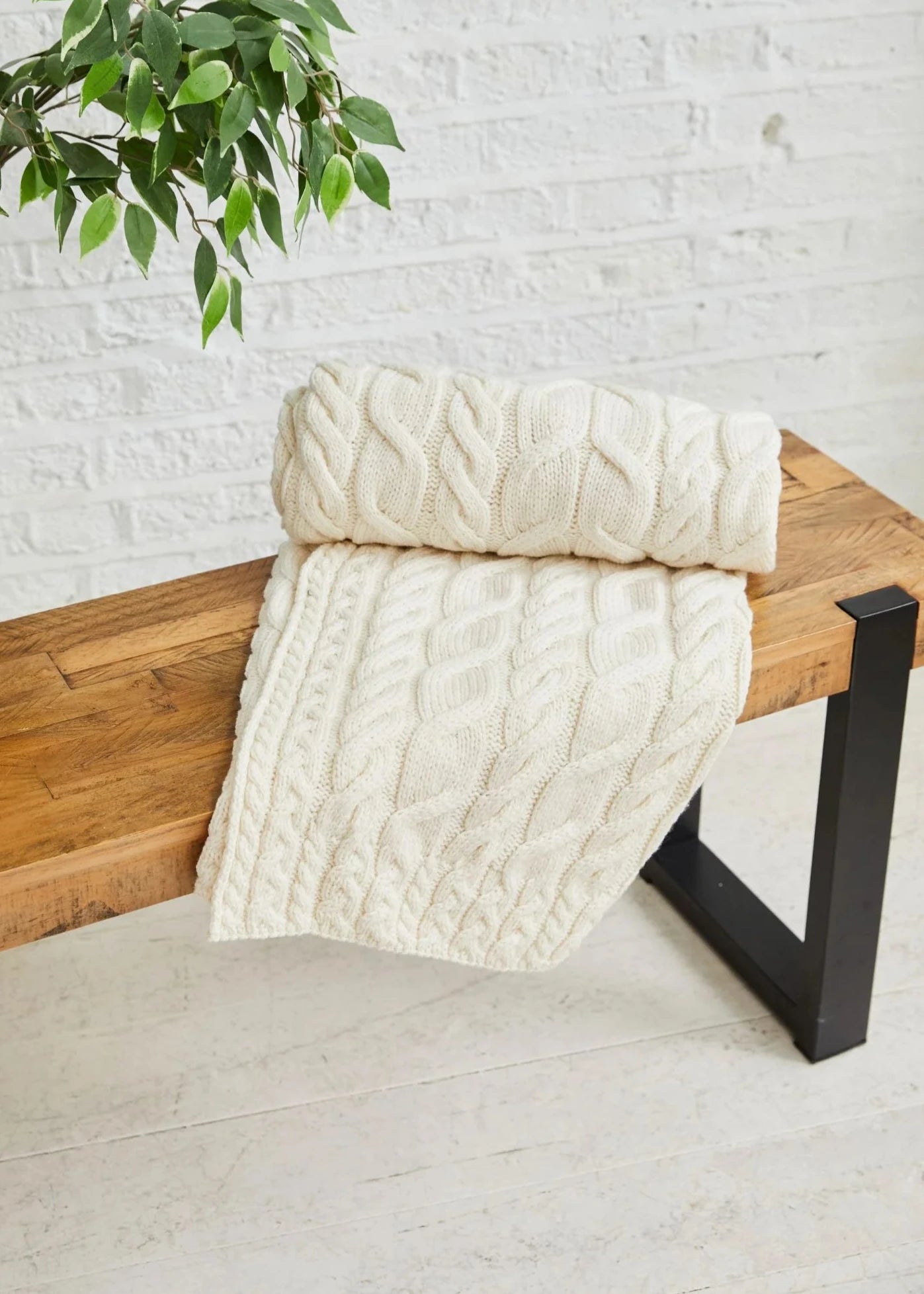 Supersoft Aran Cable Throw | Natural