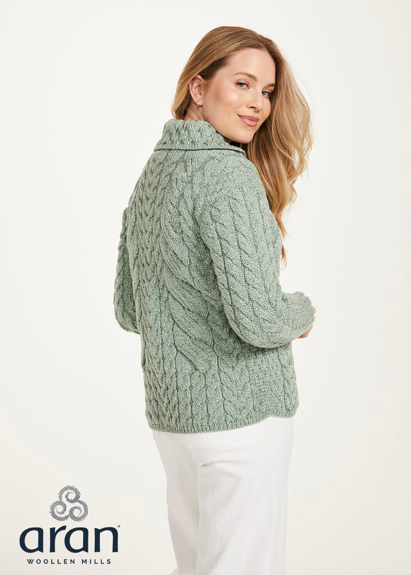 Belcarra Ladies Aran Cardigan | Mint