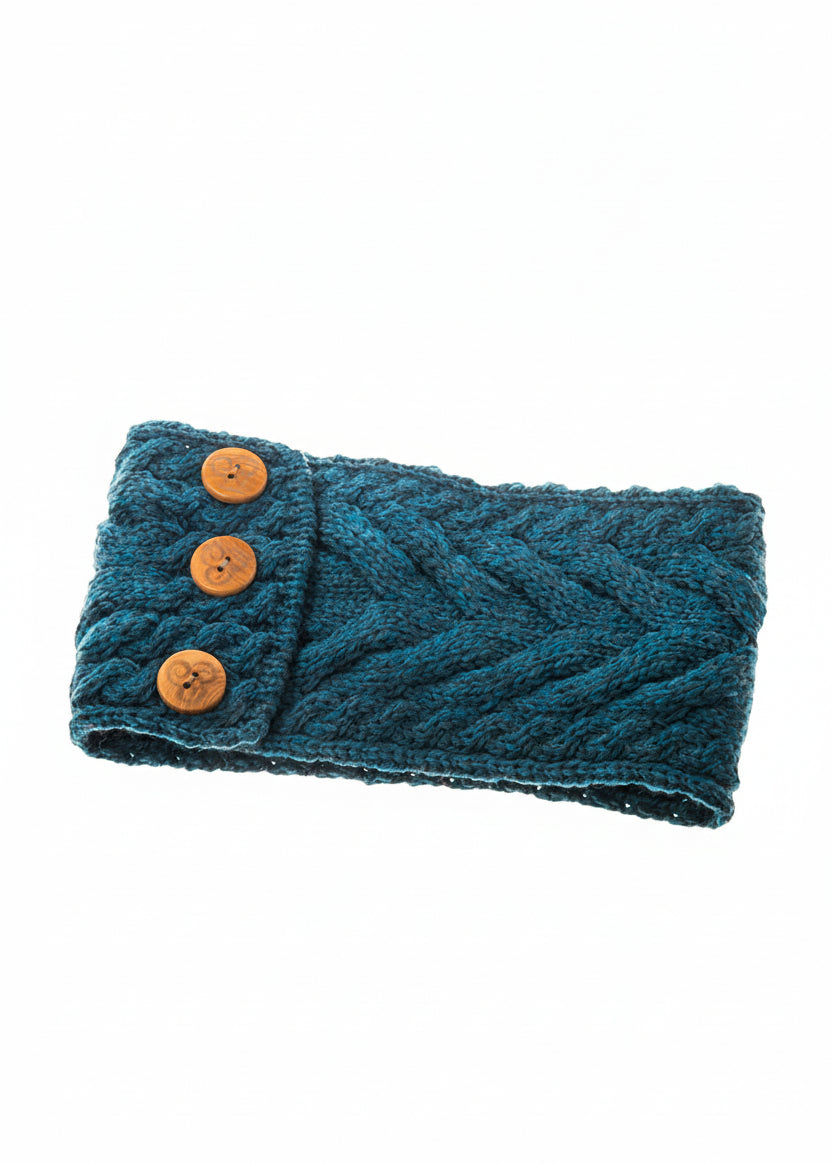 Women's Aran Button Headband | Irish Sea