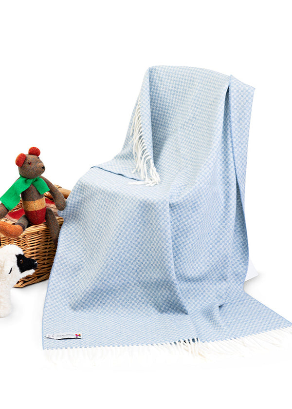 John Hanly Lambswool Baby Blanket | Blue