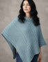 Aran Merino Wool Cowl Poncho | Aqua | Premium Heritage Knitwear