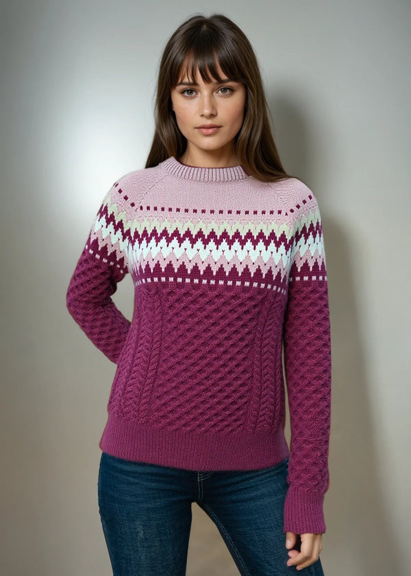 IrelandsEye Polo Neck Aran Sweater | Sage Marl