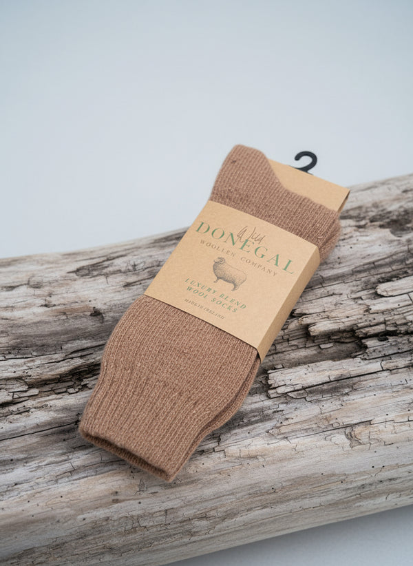 Men's Donegal Silk Wool Socks | Brown Marl - Clearance
