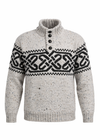Men's Celtic Pattern Troyer Sweater | 100% Wool | Oatmeal
