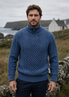 Aran Merino Wool Half Zip Sweater | Denim