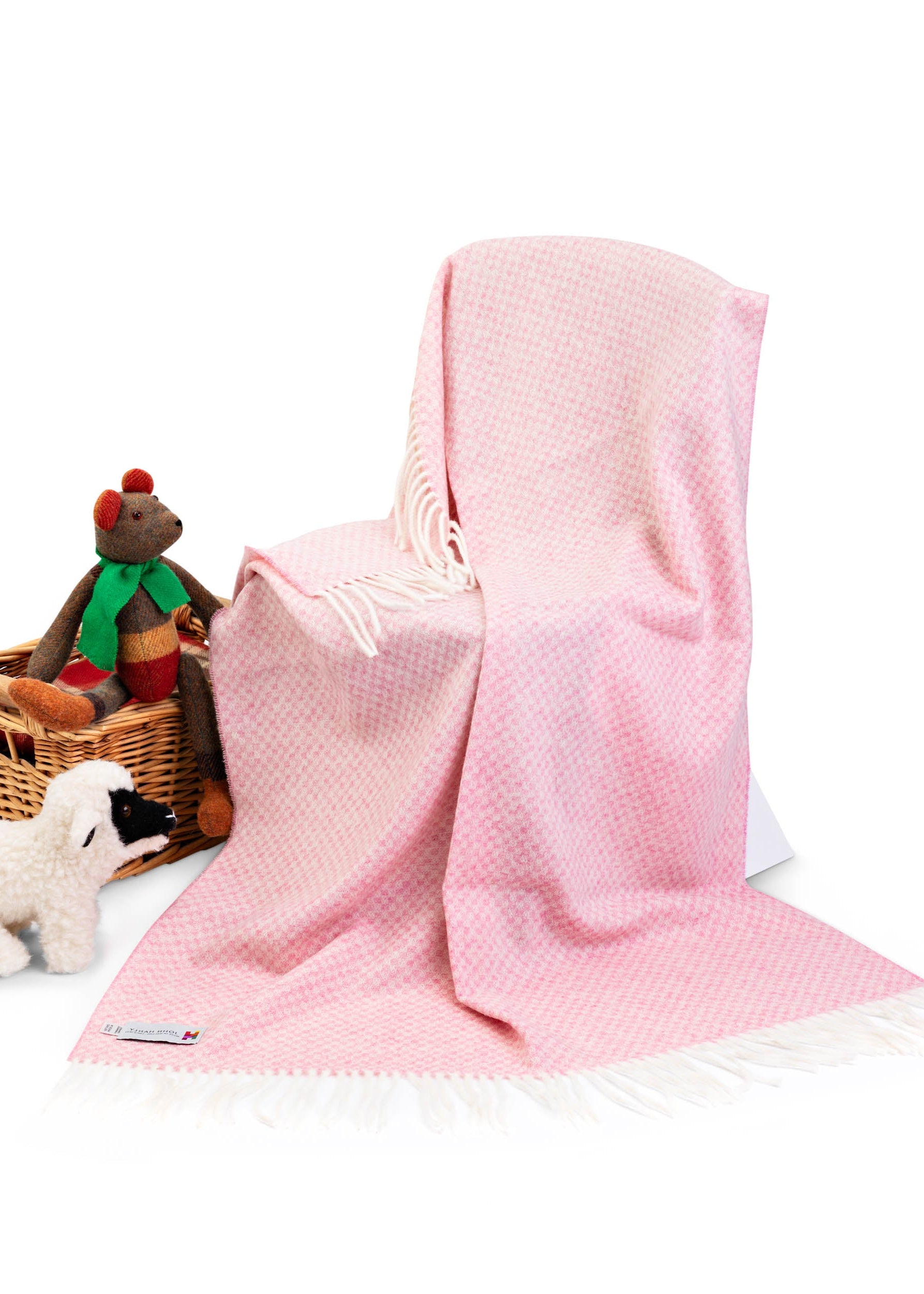 John Hanly Lambswool Baby Blanket | Pink