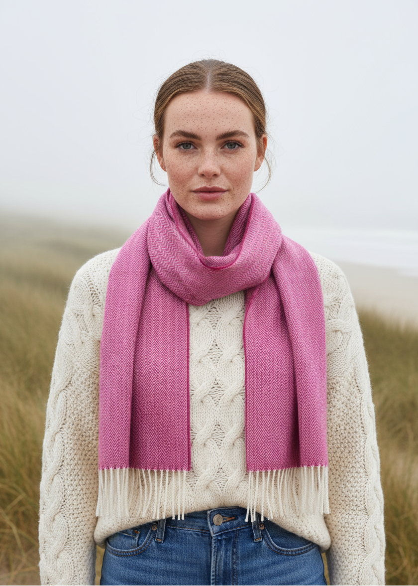 McNutt Herringbone Scarf | Beetroot