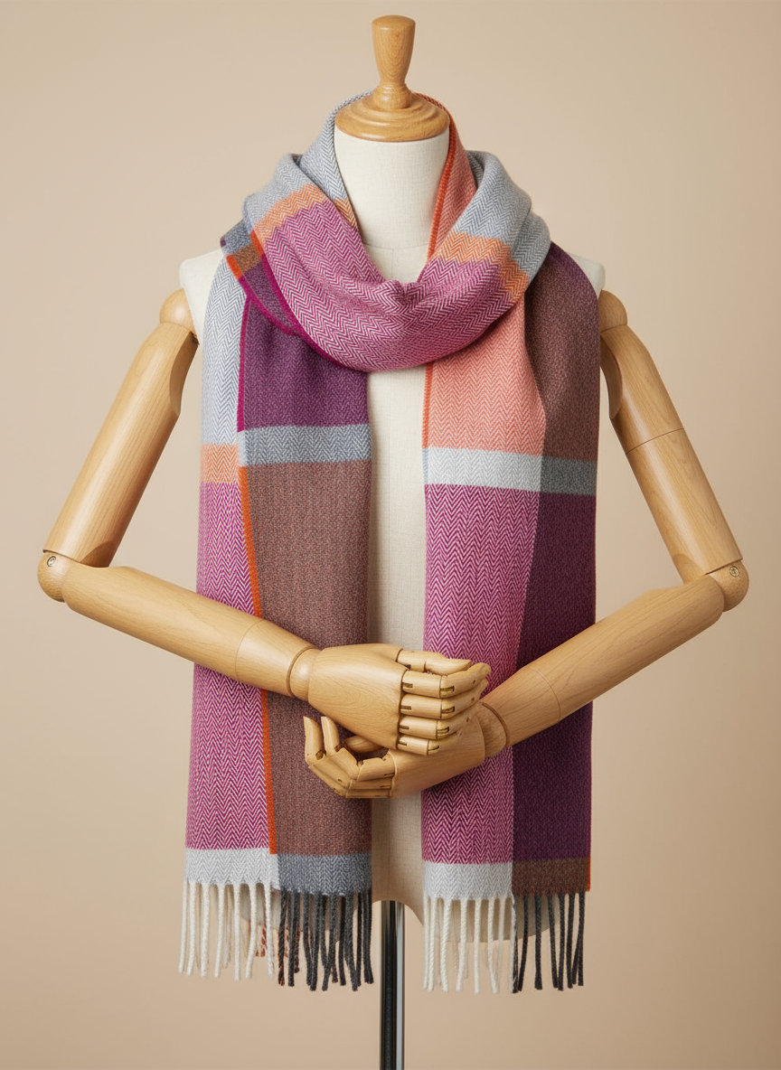 McNutt Lambswool Scarf | Beetroot & Smoke