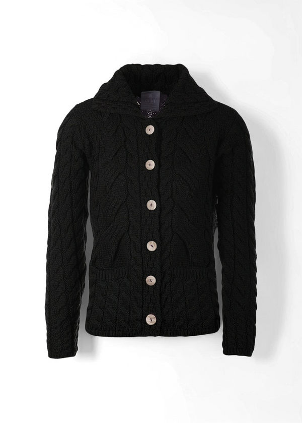 Belcarra Ladies Aran Cardigan | Black