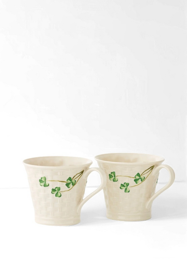 Belleek Classic Basketweave Mugs Set