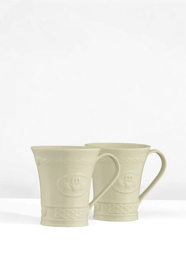 Belleek Classic Claddagh 10Oz Mug Pair