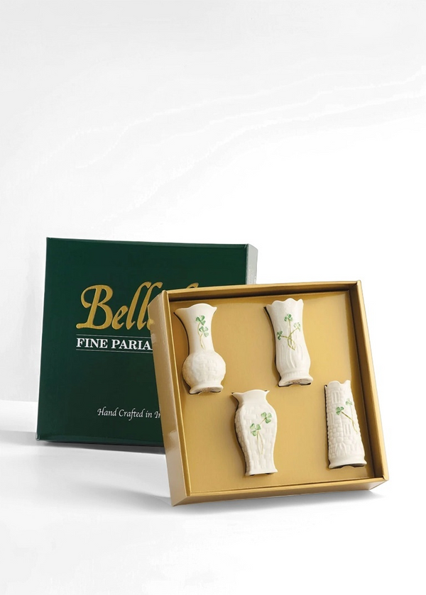 Belleek Classic Mini Shamrock Vase Set Of 4