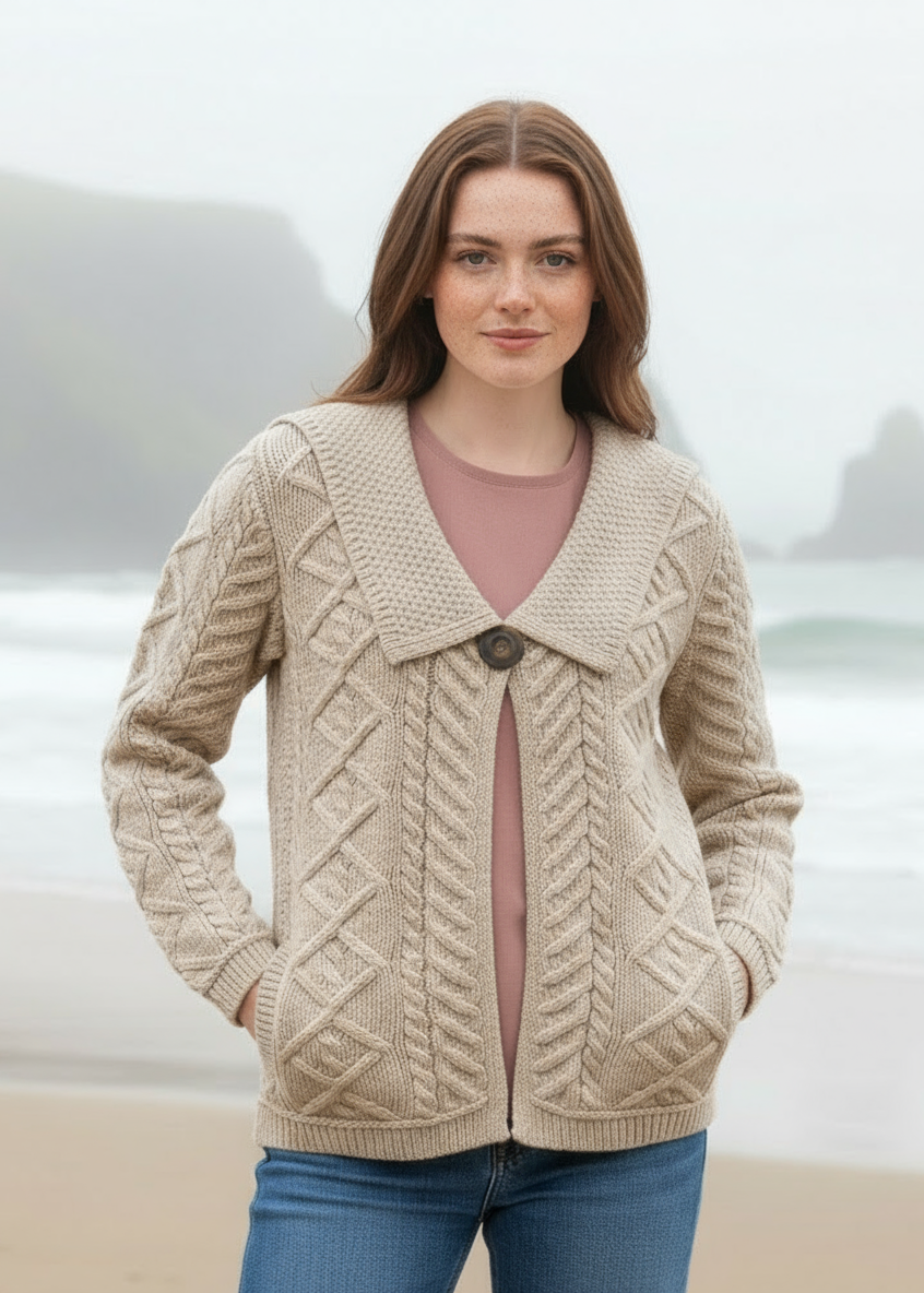 Beltra One Button Aran Cardigan | Parsnip