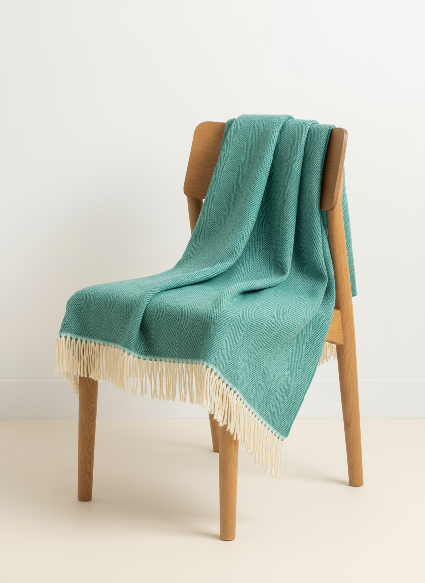 Mcnutt Wool Throw | Skellig Green - Clearance