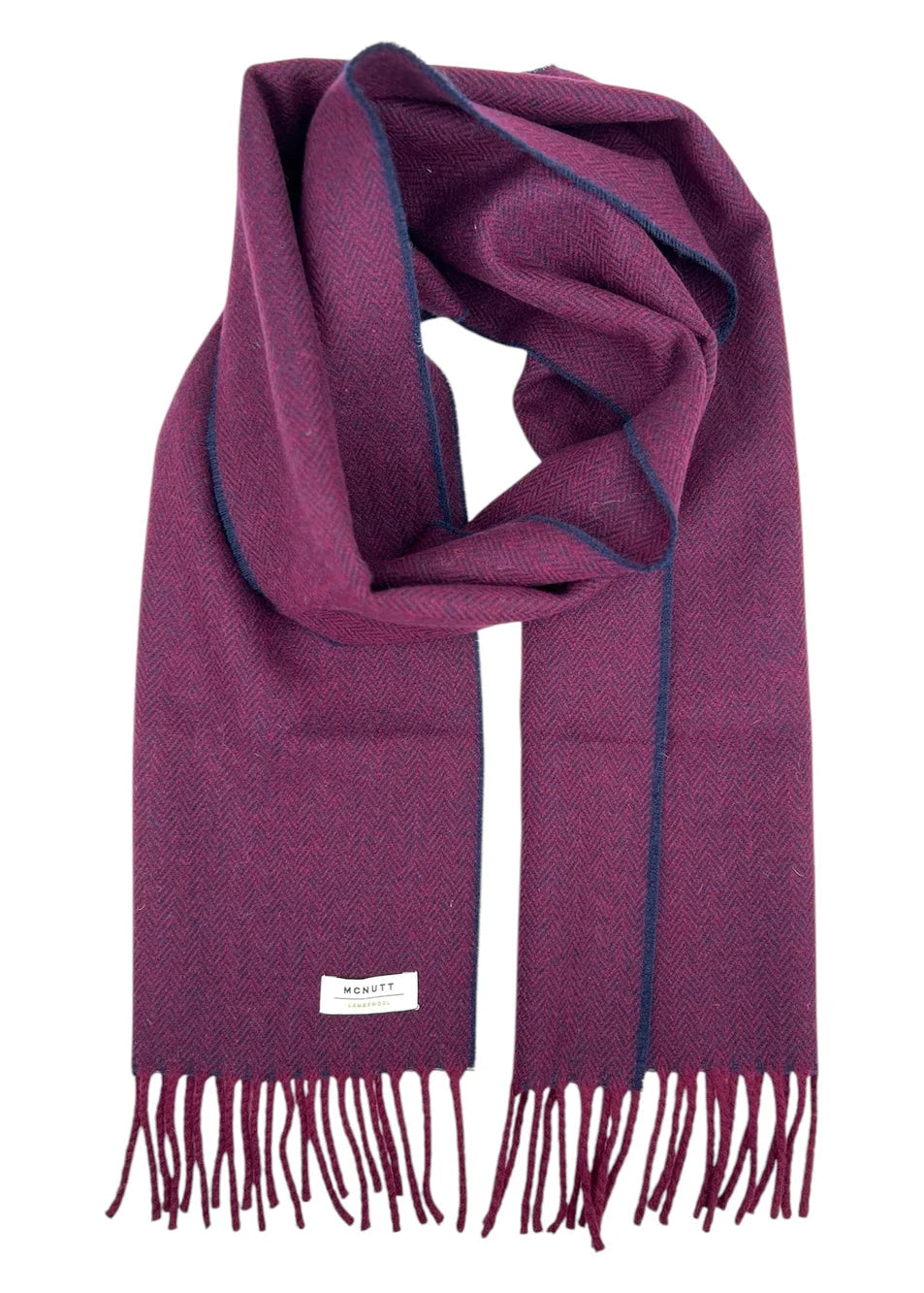 McNutt Of Donegal Classic Burgundy & Navy Herringbone Scarf