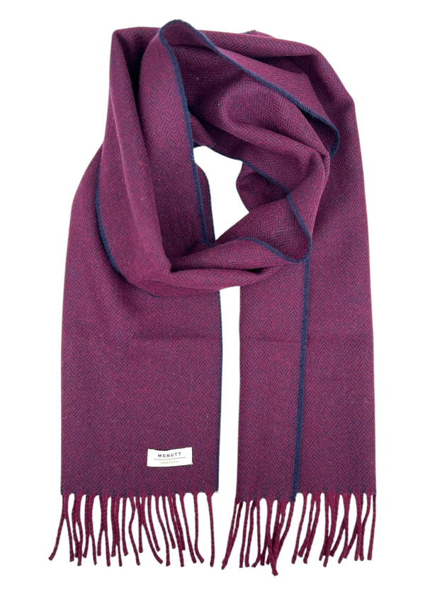 McNutt Of Donegal Classic Burgundy & Navy Herringbone Scarf
