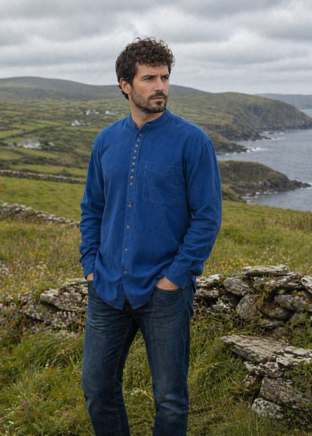 Civilian Men's Grandfather Shirt | Dusty Blue