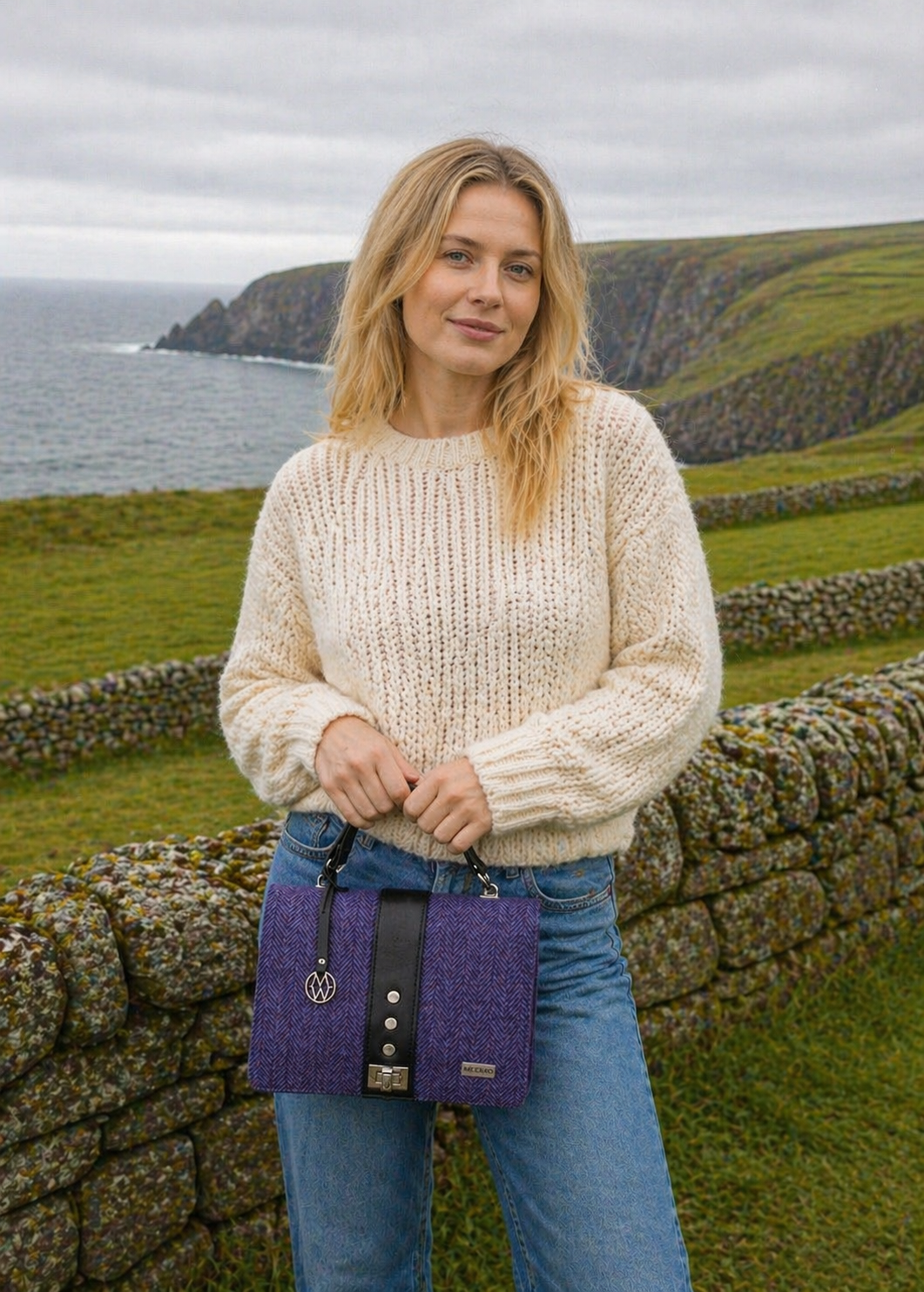 Mucros Fiona Bag | Purple Herringbone