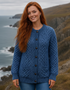 Women's Aran Lumber Cardigan - 100% Merino Wool | Denim Marl