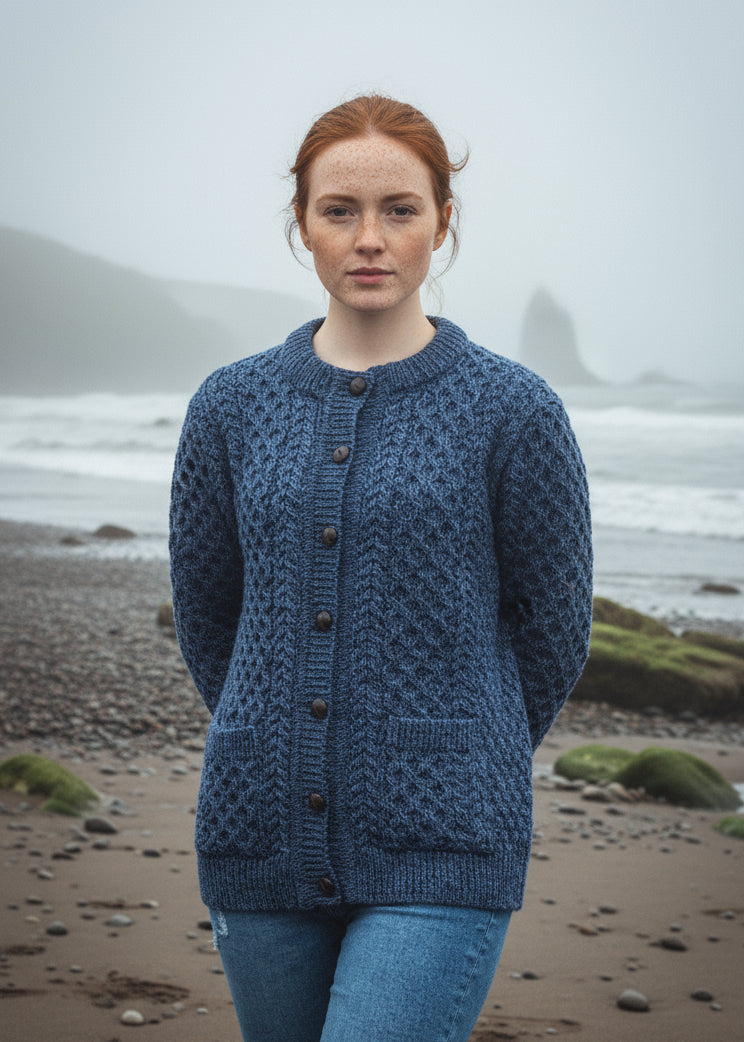 Aran Lumber Cardigan | Demin Marl