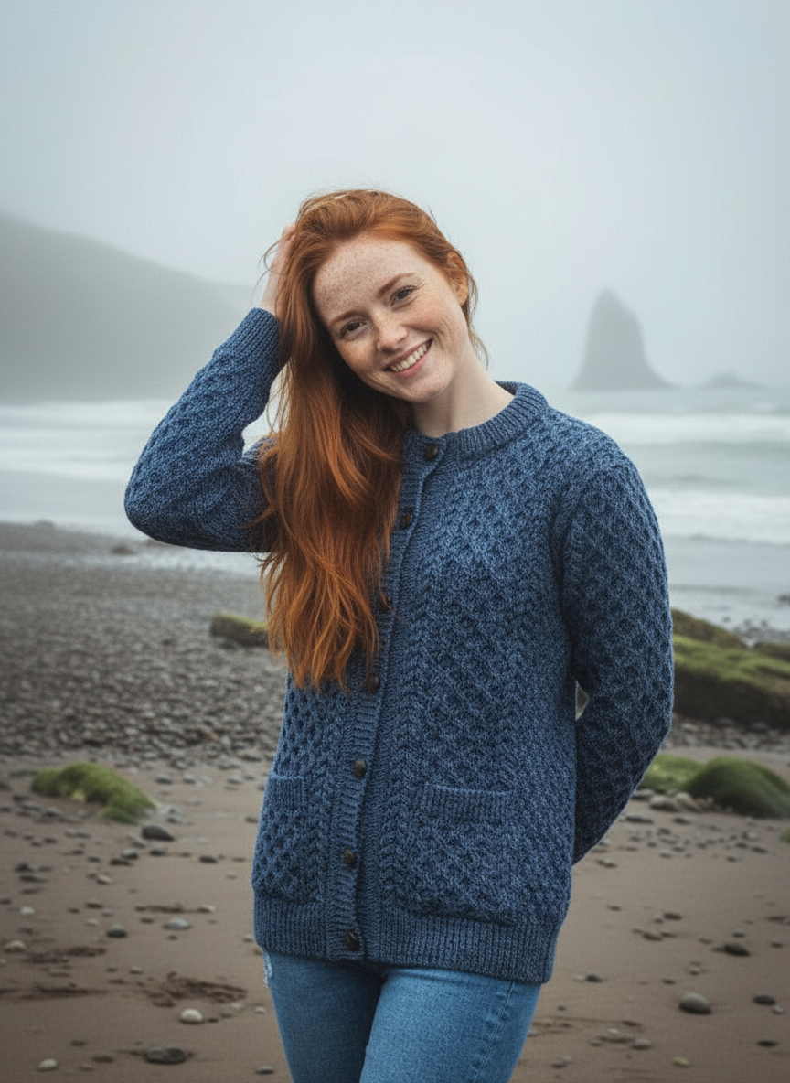 Aran Lumber Cardigan | Demin Marl