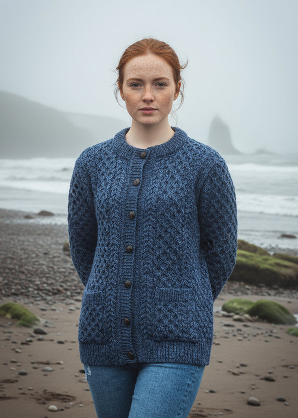 Aran Lumber Cardigan | Demin Marl