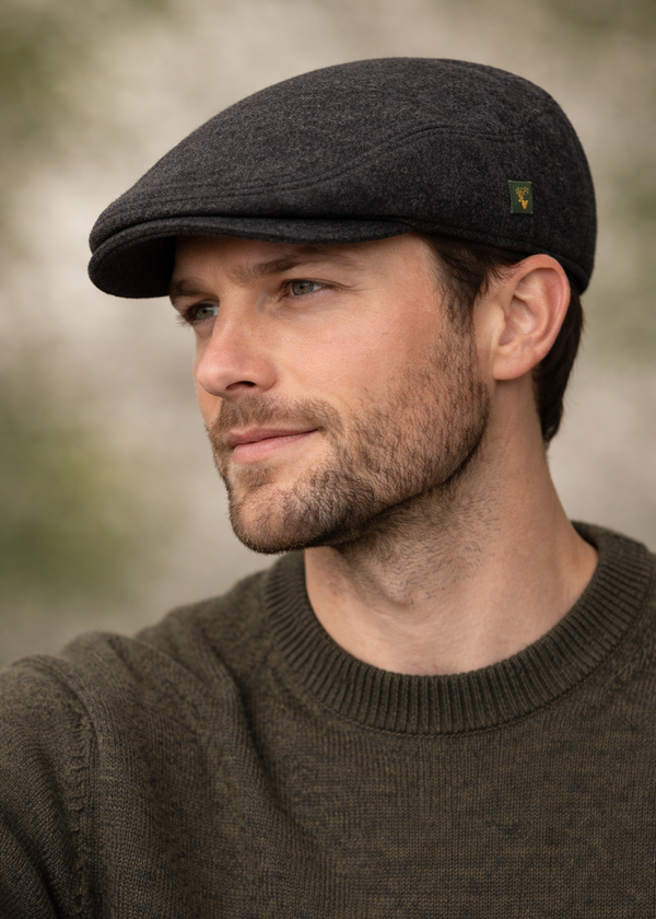 Mucros Trinity Cap | Premium Handwoven Wool Flat Cap | Charcoal