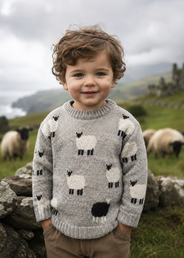 Children's Black Sheep Aran Sweater | 100% Pure Wool