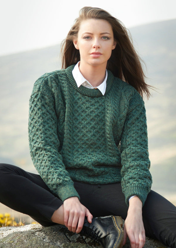 Inis Mor Aran Sweater - Green