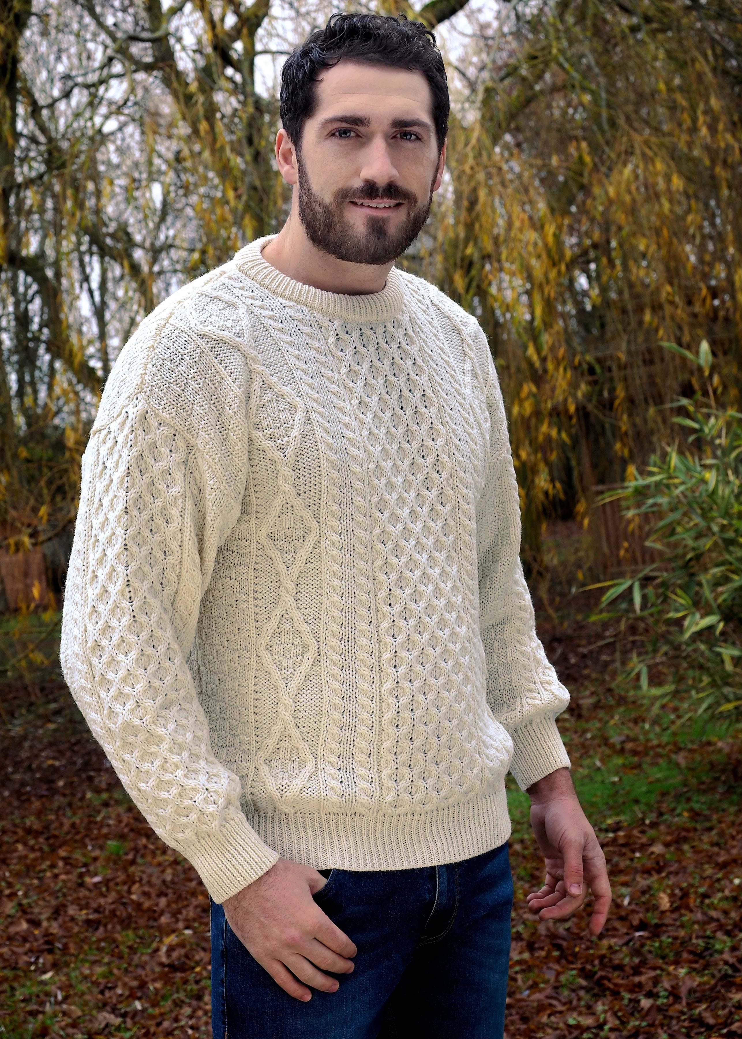 Inis Mor Aran Sweater - Natural Irish Wool Fisherman Jumper