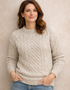 Unisex Oversized Lightweight Aran Sweater | Oatmeal
