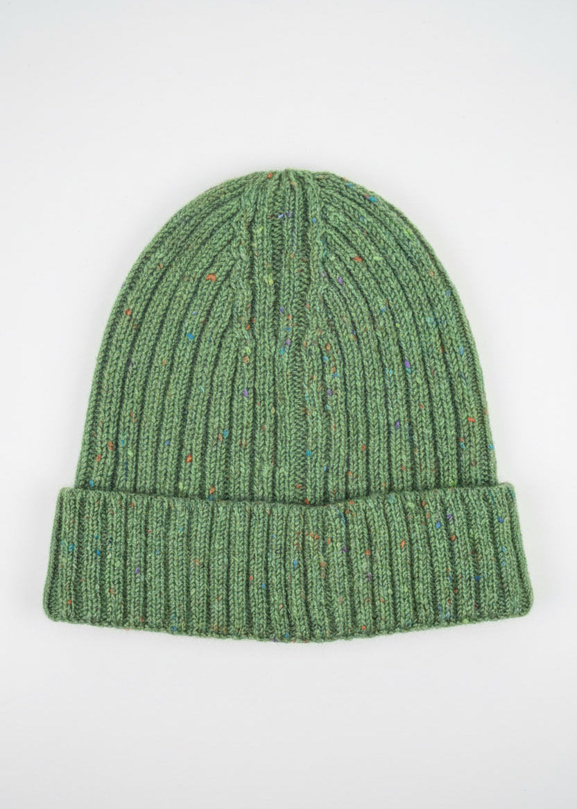 Aran Donegal Fleck Wool Hat - Green