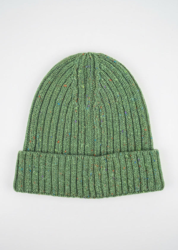 Aran Donegal Fleck Wool Hat - Green