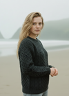 Aran Crew Neck Merino Sweater | Charcoal