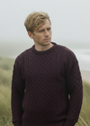 Aran Crew Neck Merino Sweater | Plum