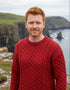 Aran Crew Neck Merino Sweater | Cherry