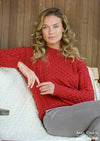 Unisex Aran Crew Neck Merino Sweater | Red