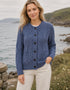 Women's Aran Cardigan in Denim Blue