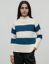IrelandsEye Aran Stripe Funnel Neck Sweater | Chalkstone