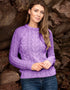 Aran Crew Neck Cashmere Sweater | Lavender