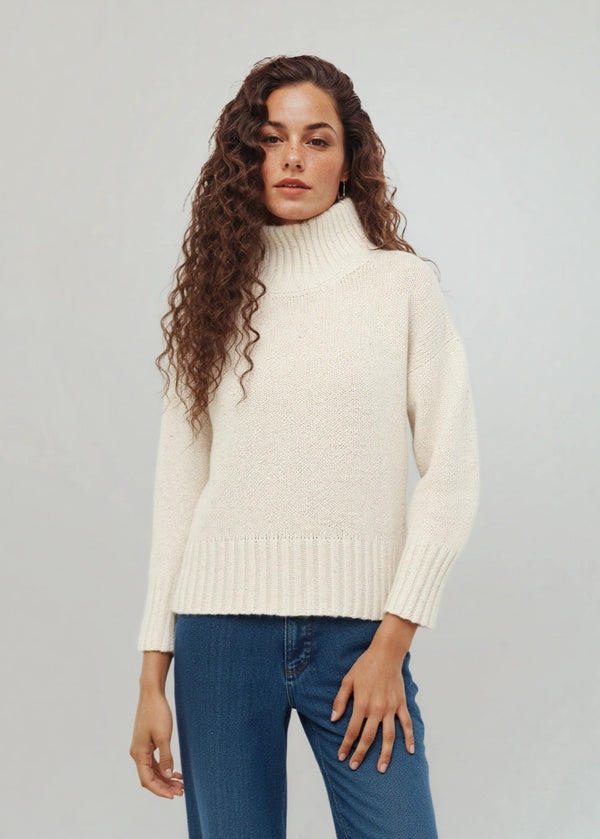 IrelandsEye Polo Neck Sweater | Chalk