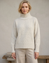 Women's Irish Polo Neck Sweater | Chalk Yellow | 95% Wool 5% Cashmere | Ireland's Eye