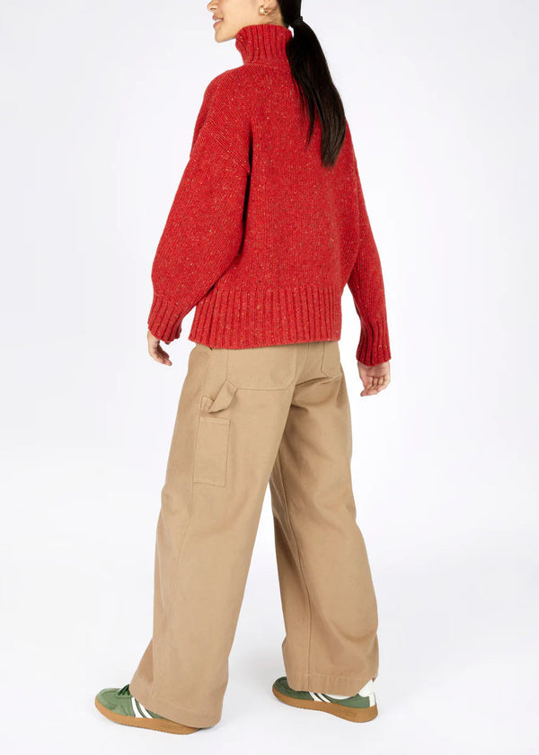 IrelandsEye Women's Irish Polo Neck Sweater | Chilli