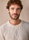 IrelandsEye Lightweight Aran Cashmere Mix Cable Sweater | Chalk