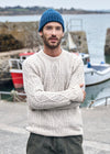 IrelandsEye Lightweight Aran Cashmere Mix Cable Sweater | Chalk