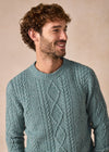 IrelandsEye Lightweight Aran Cashmere Mix Cable Sweater | Ocean Mist
