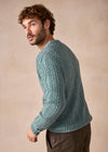 IrelandsEye Lightweight Aran Cashmere Mix Cable Sweater | Ocean Mist